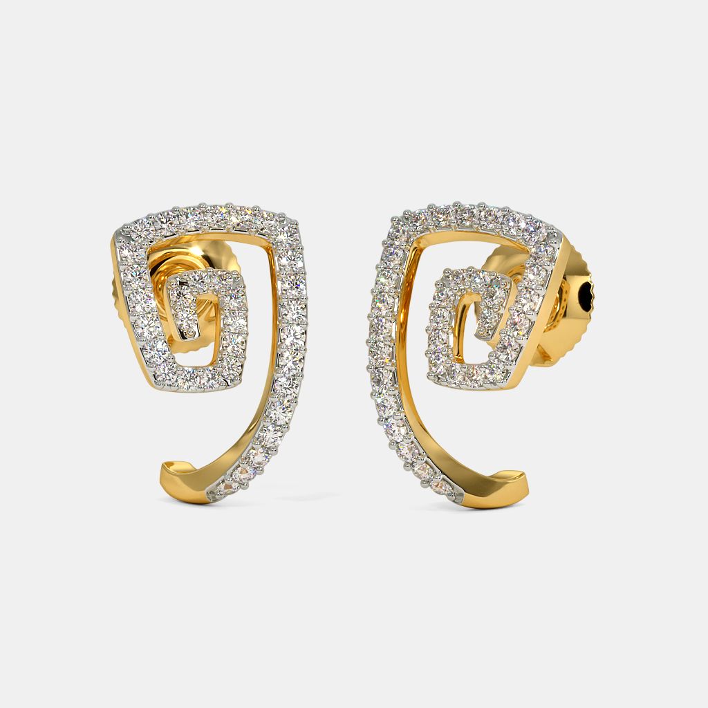 Vibrant stones Jshaped gold earrings  jewelnidhicom