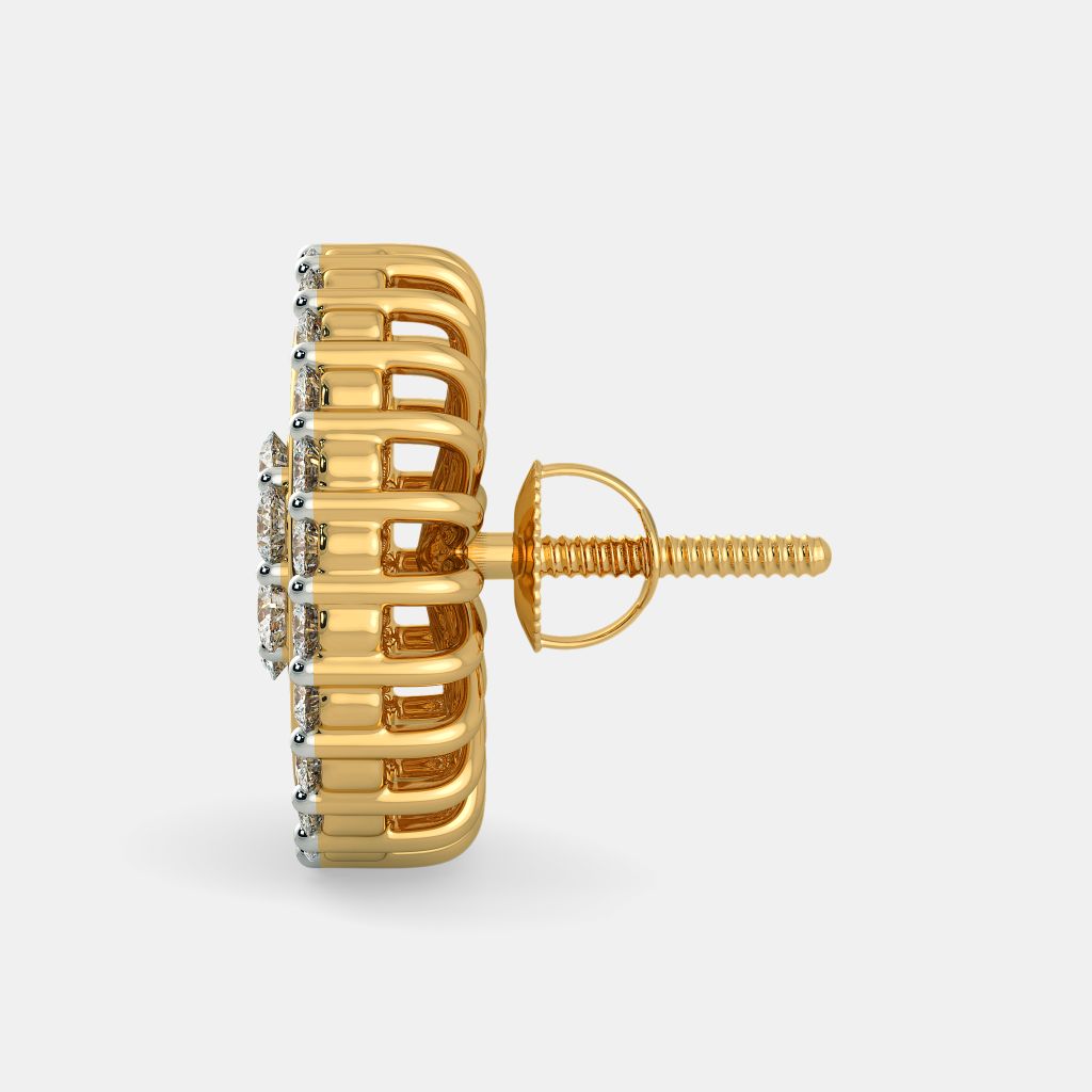 10k Solid Gold Yellow Rolex Style Heart Stud Earrings  Fran  Co Jewelry
