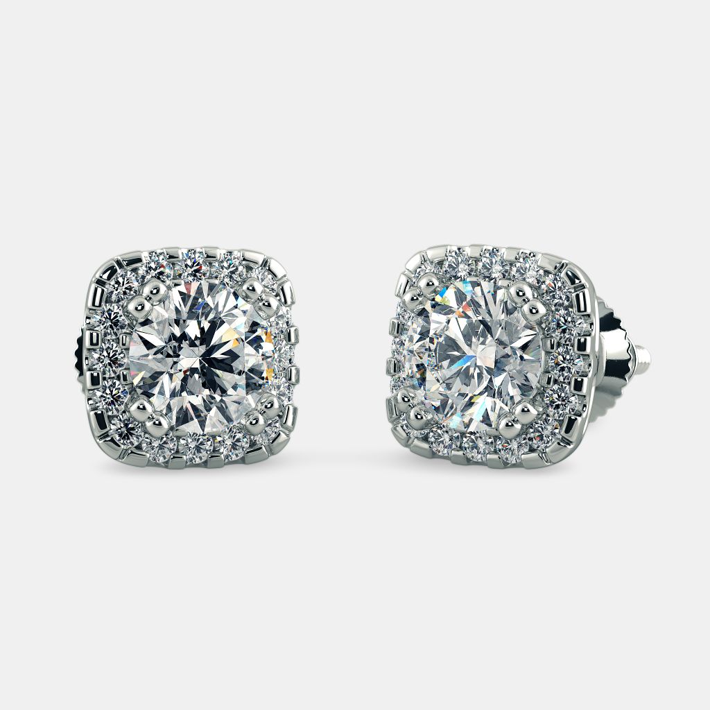 Intertwined Cluster Fauzia Solitaire Studs with Premium Screw Backs   Twenty One Jewels