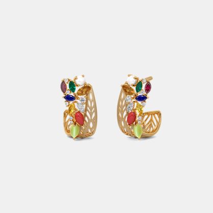 The Navani J Hoop Navaratna Earrings