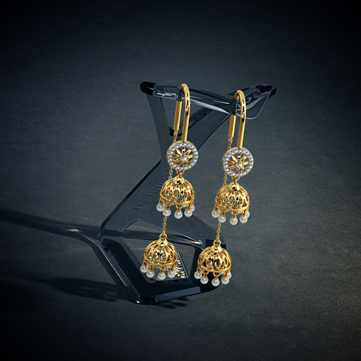 fancy gold earrings sui dhaga design