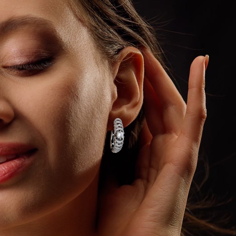 The Sheona Solitaire Hoop Earrings - image 4
