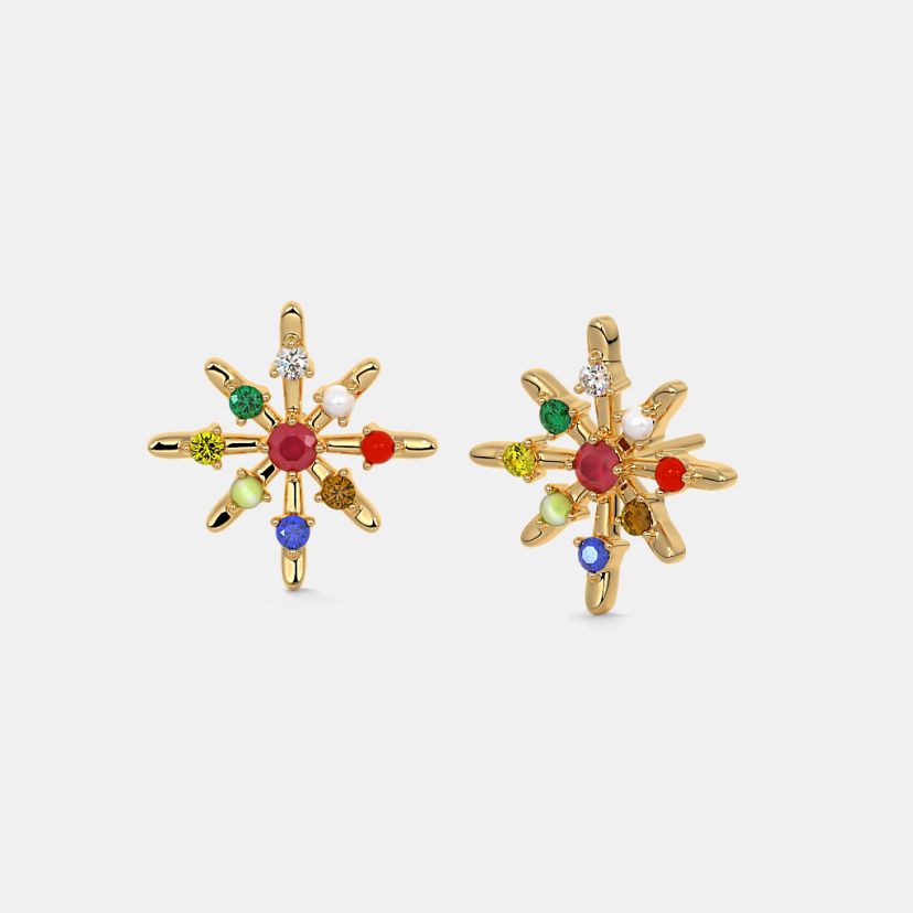 Buy Navaratna Earrings Designs Online BlueStone India s 1 Online Jewellery Brand